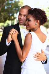 Bride and Groom on Their Wedding Day