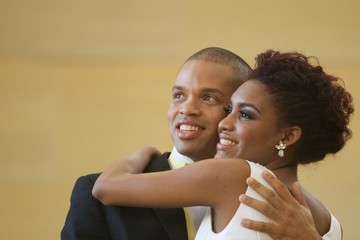 Bride and Groom on Their Wedding Day