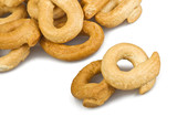 Fototapeta Na ścianę - Taralli biscuit with ingredients on the white