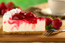 Fresh Strawberry Cheesecake (Selective Focus)