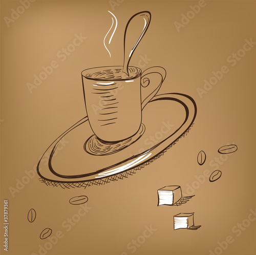 Naklejka - mata magnetyczna na lodówkę A cup of coffee