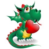Fototapeta Dinusie - Drago Cucciolo Amore-Baby Dragon Love Symbol 2012-Vector