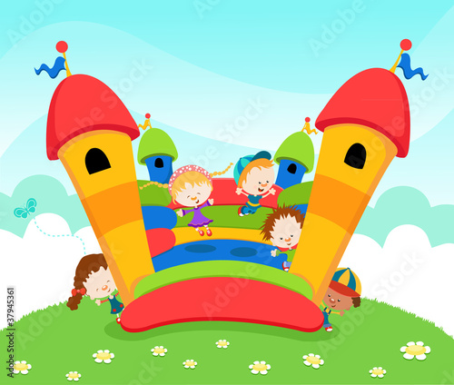 Obraz w ramie Bouncy Castle