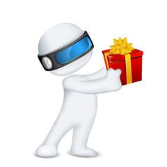 Poster - 3d Man in Vector with Gift Box