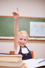 Aufkleber - Portrait of a girl raising her hand
