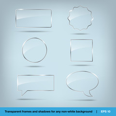 Wall Mural - collection of transparent vector glass frames