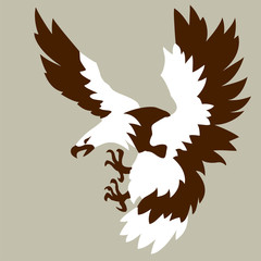 Canvas Print - eagle drawing on brown background