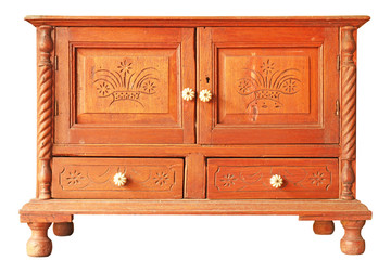 Wall Mural - old wooden cabinet isolated on white background