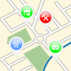 Aufkleber - street map with pointers