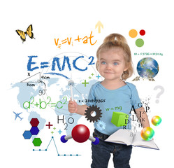 Wall Mural - young math science girl genius writing