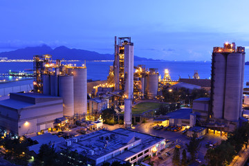 Wall Mural - cement factory at night