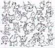 Doodle Sketch Animal Vector Design set