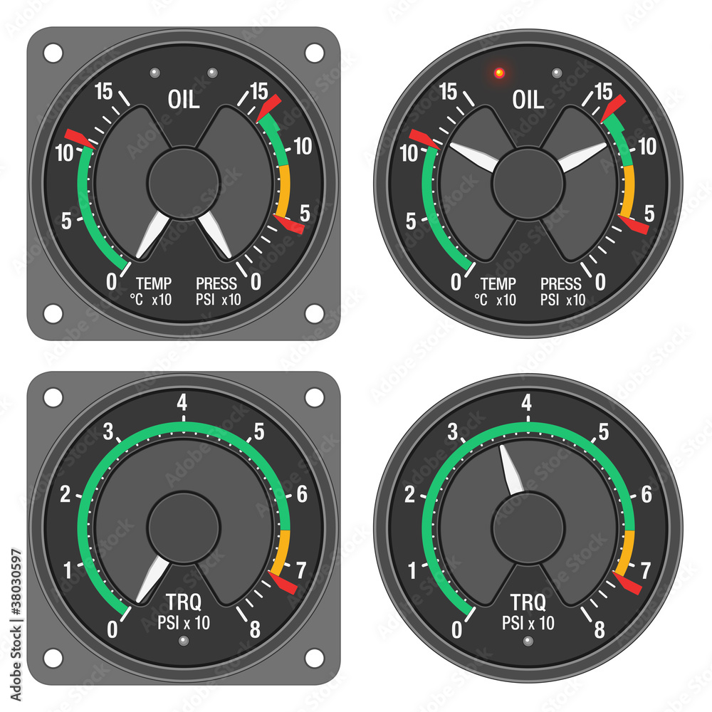 Aircraft indicators 1 - 480B dashboard set Stock Illustration | Adobe Stock