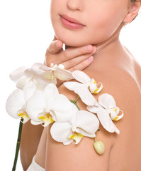 woman with white orchid