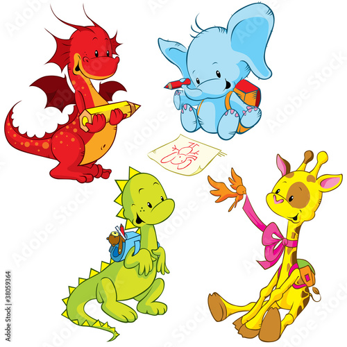 Fototapeta do kuchni cartoon animals - small schooler