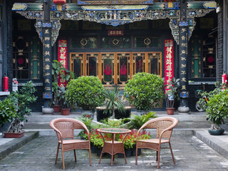 Patio at traditional Chinese Building of old compound