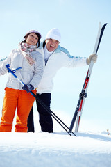 Canvas Print - Mature skiers