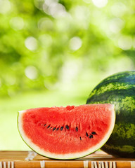 Wall Mural - Juicy watermelon against natural background