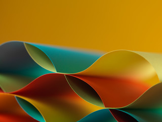 Wall Mural - abstract colored paper structure on yellow background