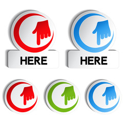 Poster - Vector pointer rounded stickers with gesture hand