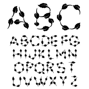 Vector black and white font alphabet