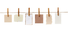 Clothes Peg And Note Paper On Clothes Line Rope