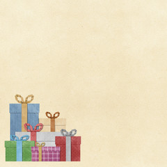 Wall Mural - gift boxes with ribbon recycled papercraft .
