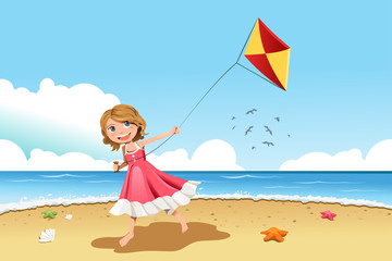 Girl flying kite