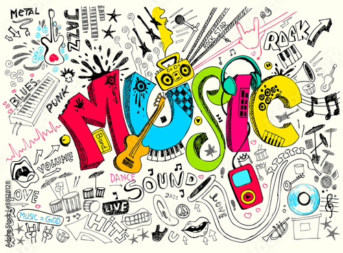 Dekoracja na wymiar  muzyka-doodle