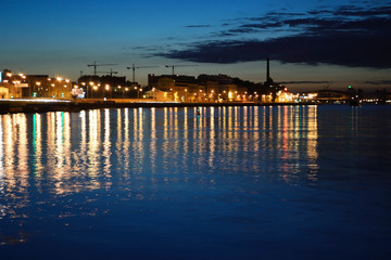 Wall Mural - View of Neva river at night