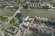 Luftaufnahme Frankfurter Westhafen mit Westhafen-Turm am Main