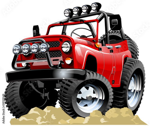 Nowoczesny obraz na płótnie Vector cartoon jeep one-click repaint