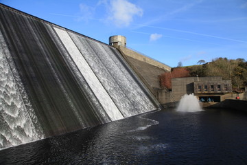 Dam wall at Llysyfran Reservoir