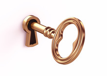 Golden Key In Keyhole