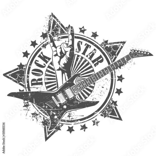 Obraz w ramie Rock star stamp