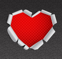 Poster - Valentine heart of torn paper