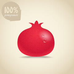 Poster - Cute fresh red pomegranate illustration