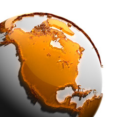 Wall Mural - A fragment of the Earth with continents of orange glass