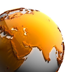 Wall Mural - A fragment of the Earth with continents of orange glass