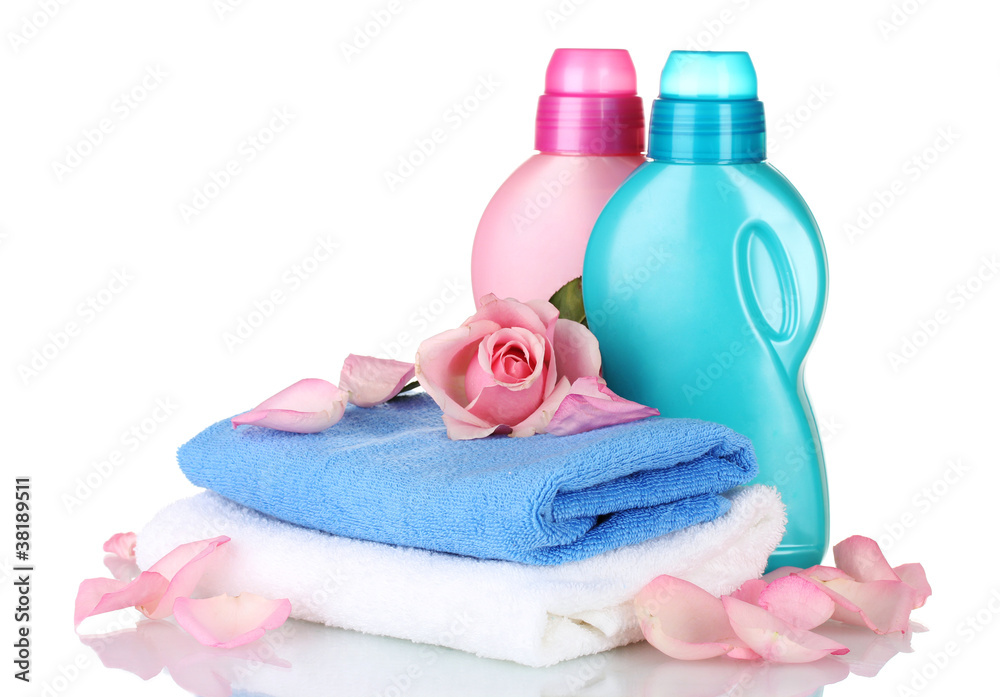 Towel and cleaning isolated on white