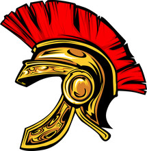 Spartan Trojan Helmet Mascot Vector Image.