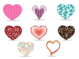 A set of diffrent style heart shape. Vector illustration.