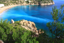 Beautiful Small Bay In Ibiza, Balearic Island, Spain.