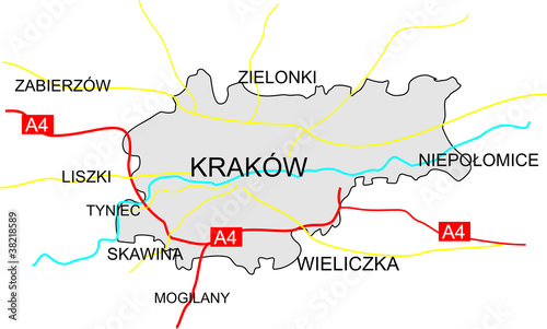  Fototapeta mapa Polski   mapa-krakowa