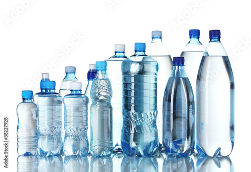 Fotografia, Obraz Group plastic bottles of water isolated on white