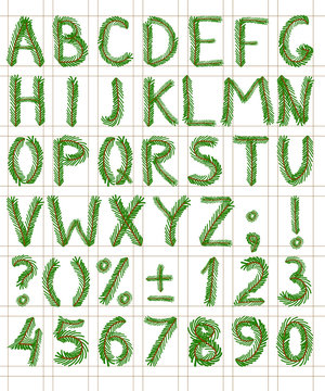 Fir tree green font include numbers and punctuation mark