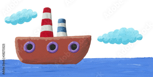 Naklejka dekoracyjna Illustration of funny boat