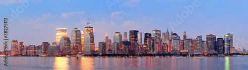 Naklejka na drzwi New York City Manhattan downtown skyline