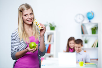 Canvas Print - Student with food