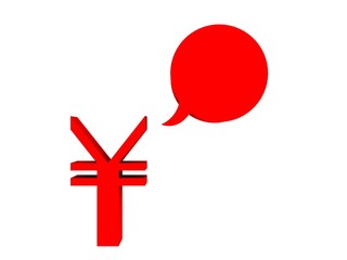 illustration of a yen currency sign and text balloon